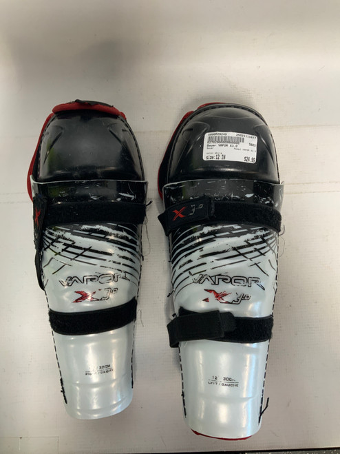 Vist Large View of Product Image Which is Used Bauer VAPOR X3.0 Intermediate Shin Guards White 12" 11823-S000029249