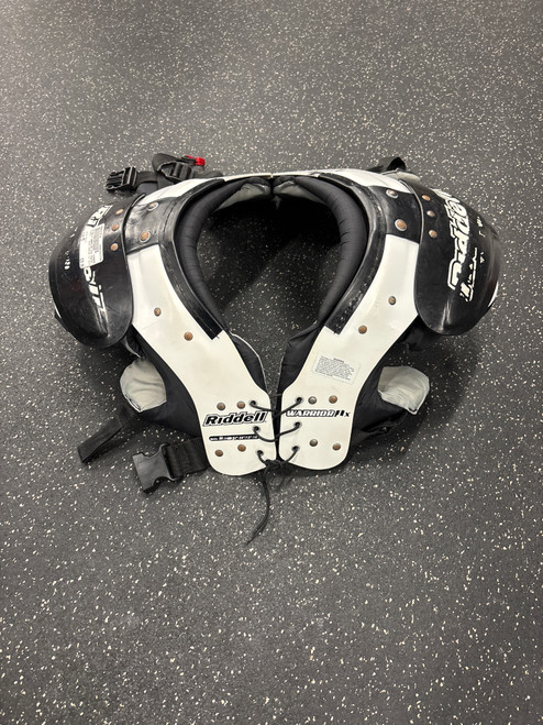 Used Riddell WARRIOR IIX YOUTH FB Shoulder Pads White MD 11726-S000276516