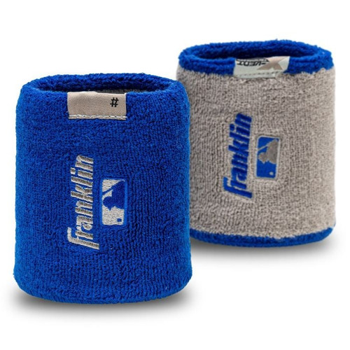 Vist Large View of Product Image Which is Franklin MLB X-Vent Reversible Wristbands Royal/Grey #23450