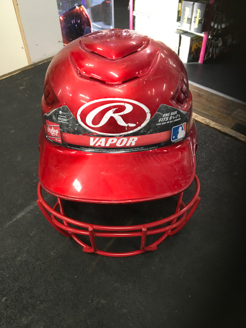 Vist Large View of Product Image Which is Used Rawlings VAPOR Batting Helmet w/Mask Red One Size 11443-S000191471