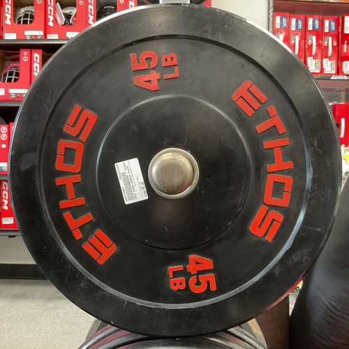 Used ETHOS BUMPER PLATE Olympic Plate Black And Red 45 lb 11855-S000179986
