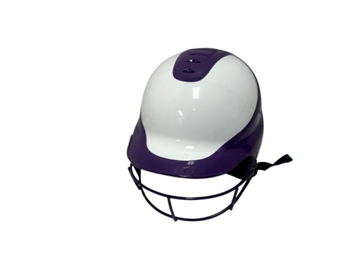 Vist Large View of Product Image Which is Used RIP-IT VISJ-P 6 - 6 7/8 Fastpitch Softball Batting Helmet w/Mask White / Purple S/M - Excellent 11731-S000133331