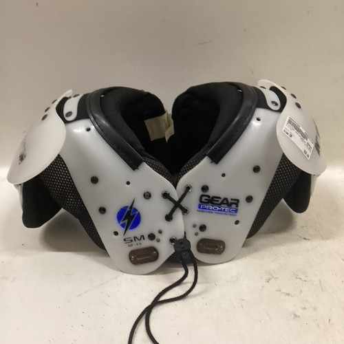 Used Pro-Tec INTIMIDATOR FB Shoulder Pads White SM 11725-S000481589 Vist Large View of Product Image Which is Used Pro-Tec INTIMIDATOR FB Shoulder Pads White SM