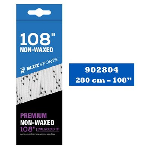 New Blue Sport PREMIUM Non-Waxed Skate Laces White/Black 108 inches