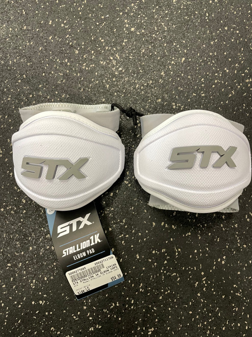 Used STX STALLION 1K ELBOW CAPS Lacrosse Arm Pads/Guards White LG 11726-S000277085