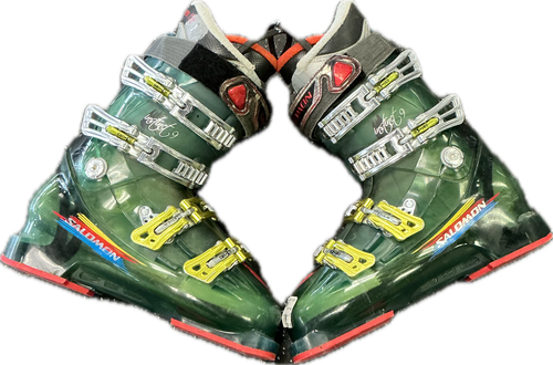 Vist Large View of Product Image Which is Used Salomon EVERGYSER 80 Womens DH Ski Boot Green 245 MP - M06.5 - W07.5