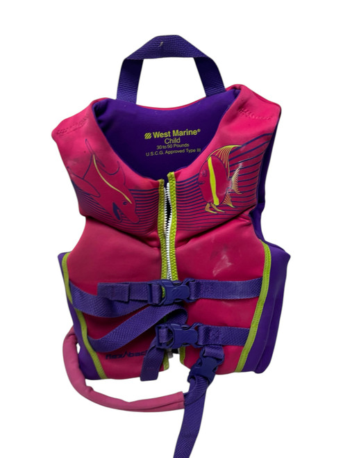 Used WEST MARINE Child PFD Pink Child 30-50lb Life Vest 11731-S000133816
