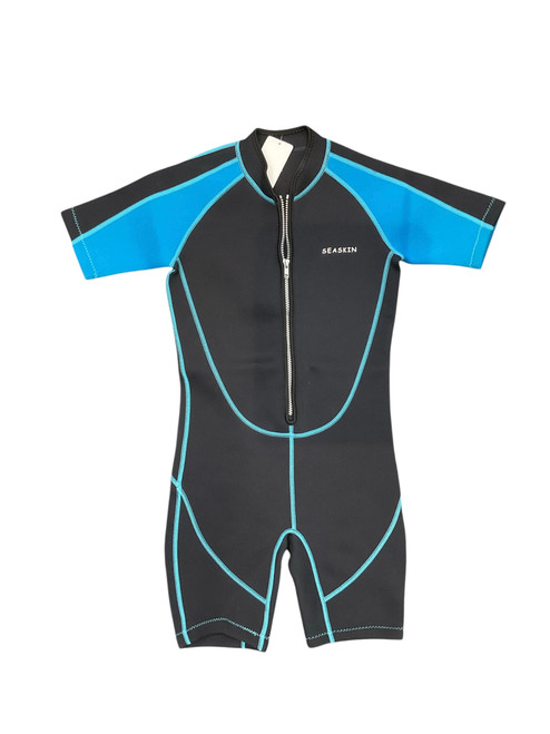 Vist Large View of Product Image Which is Used SEASKIN Junior Full Suit Black And Sky Blue XS