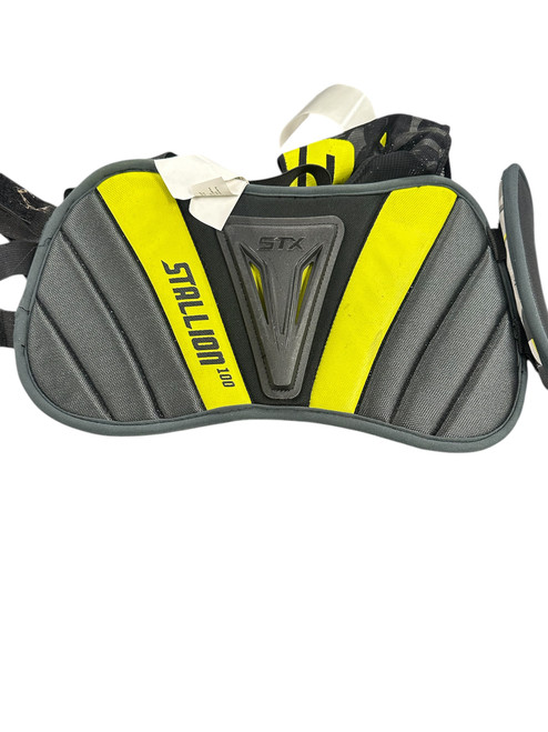 Vist Large View of Product Image Which is Used STX STALLION 100 Lacrosse Rib Pads Grey LG