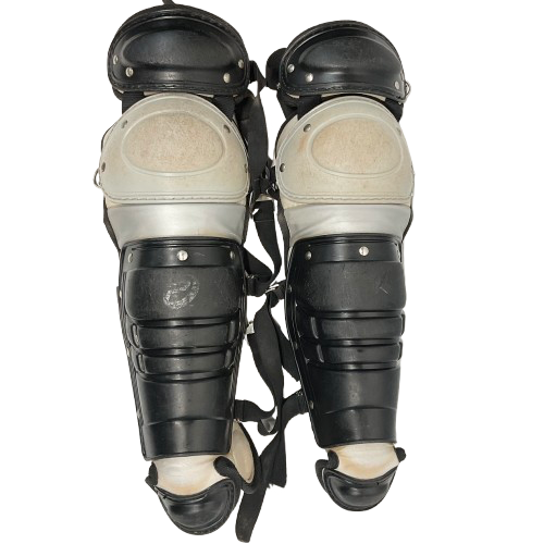 Vist Large View of Product Image Which is Used Pro 9 LG13 9-12 Catchers Leg Guards Black And Grey Junior