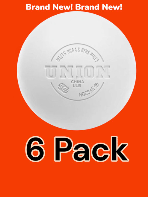 New Union 6 Pack LAX Balls, NOCSAE, NFHS 11863-53UULB-W-6