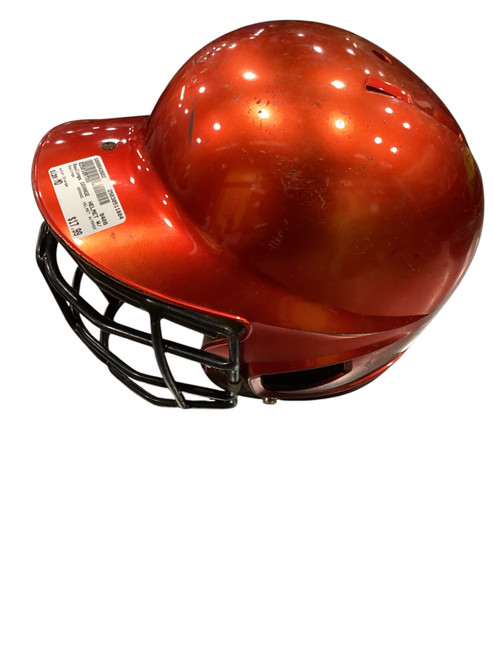 Used Rawlings ORANGE  HELMET W/MASK Batting Helmet w/Mask Orange MD 11884-S000042602