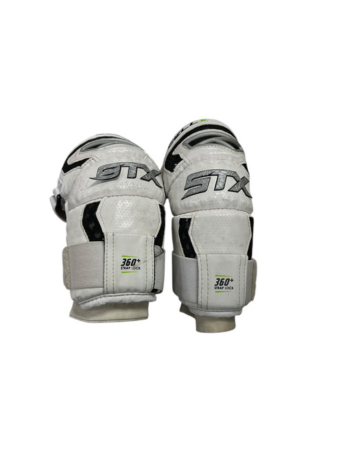 Vist Large View of Product Image Which is Used STX CELL V Lacrosse Arm Pads/Guards White MD