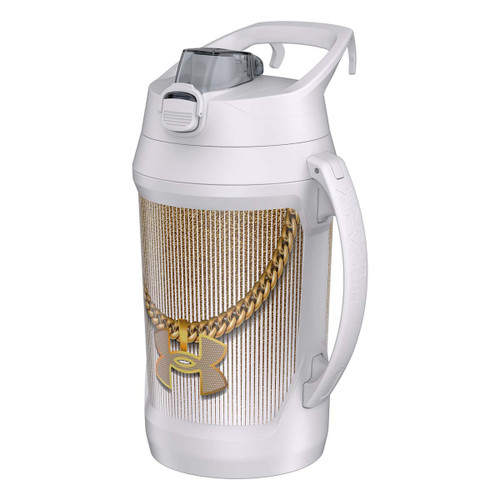 Vist Large View of Product Image Which is New Under Armour Playmaker Jug 64 oz White/Gold Chain
