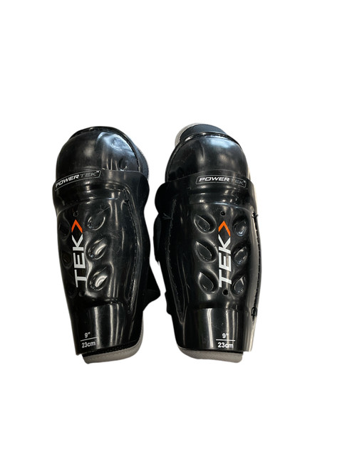 Used Powertek BLACK POWERTEK Youth Shin Guards Black 9" 11856-S000016918