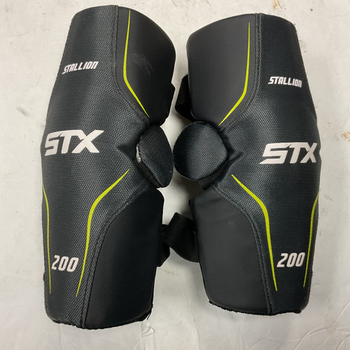 Vist Large View of Product Image Which is Used STX STALLION 200 Lacrosse Arm Pads/Guards Black And Neon Green SM