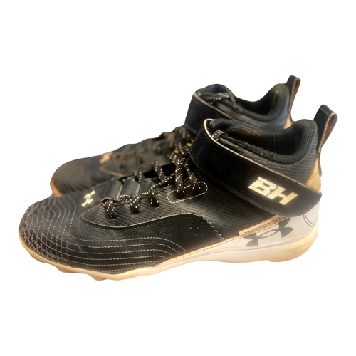 Used Under Armour 3025587-001 Baseball Cleats Black And White Senior 7.5 11730-S000063276