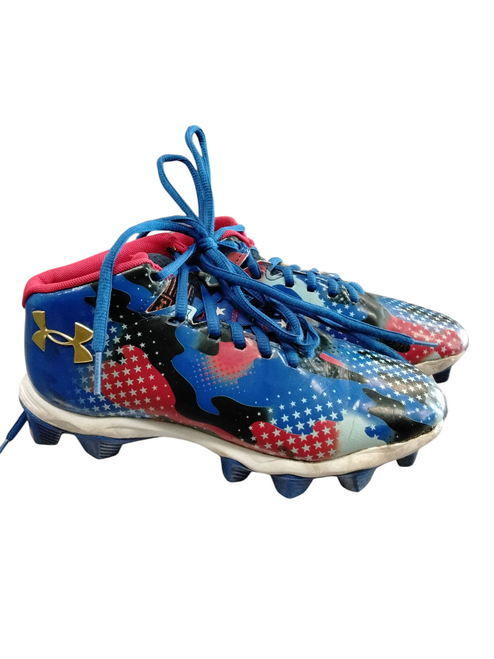 Vist Large View of Product Image Which is Used Under Armour SPOTLIGHT BB/SB Cleats White/Red/Navy Junior 04.5