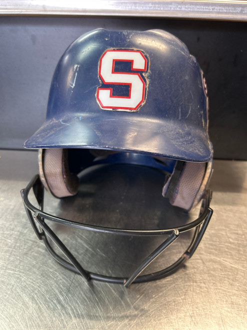 Vist Large View of Product Image Which is Used Demarini HELMET Batting Helmet w/Mask Navy Blue LG