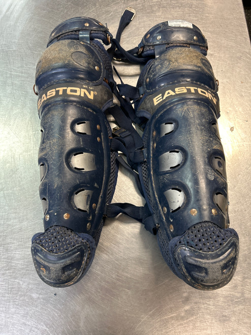 Vist Large View of Product Image Which is Used Easton GEN IV AIR Catchers Leg Guards Navy Blue Intermed