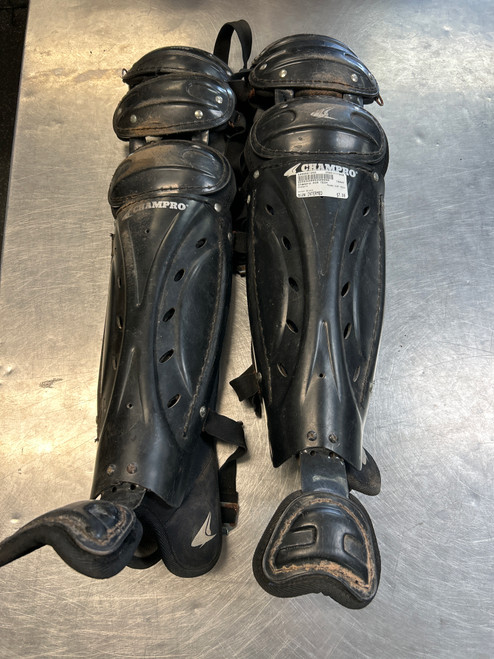 Vist Large View of Product Image Which is Used Champro AIR TECH Catchers Leg Guards Black Intermed