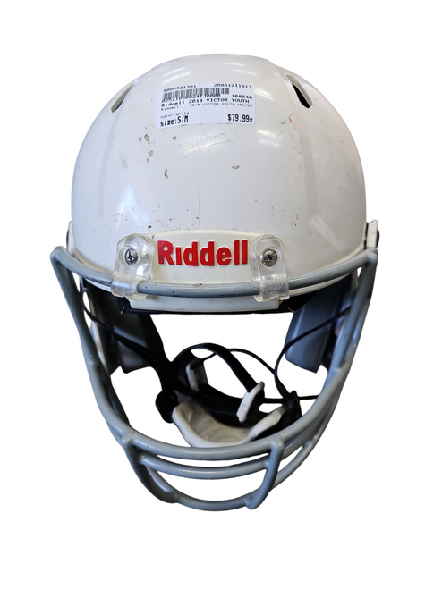 Used Riddell 2018 VICTOR YOUTH HELMET FB Helmet White S/M 11617-S000321391
