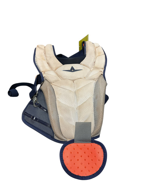 Vist Large View of Product Image Which is Used All Star NAVY CHEST PROTECTOR Catchers Chest Protector White Junior