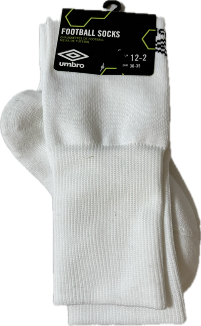 Used Umbro Soccer Socks White LG 11894-S000015151 Vist Large View of Product Image Which is Used Umbro Soccer Socks White LG