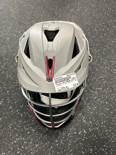 Vist Large View of Product Image Which is Used Cascade XRS CHROME MATTE GRAY Lacrosse Helmet Grey Fits all