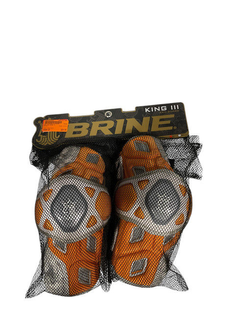 Vist Large View of Product Image Which is Used Brine KING 3 Lacrosse Arm Pads/Guards Navy Blue LG