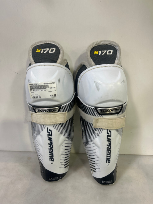 Used Bauer S170 Youth Shin Guards White 10" 11727-S000191471