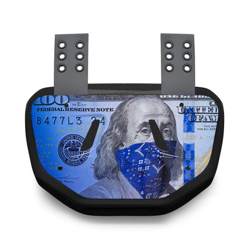 Vist Large View of Product Image Which is Battle Sports Blue Strips Chrome Football Adult Back Plate #24ACBST011