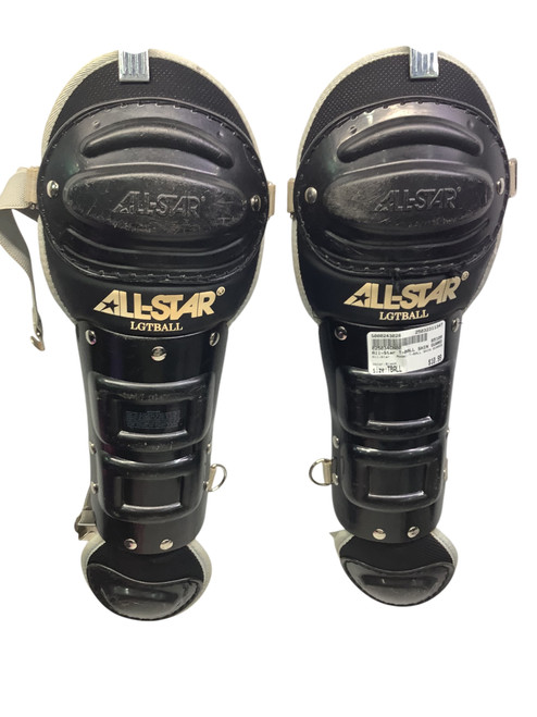 Vist Large View of Product Image Which is Used All-Star T-BALL SHIN GUARDS Catchers Leg Guards Black T-Ball