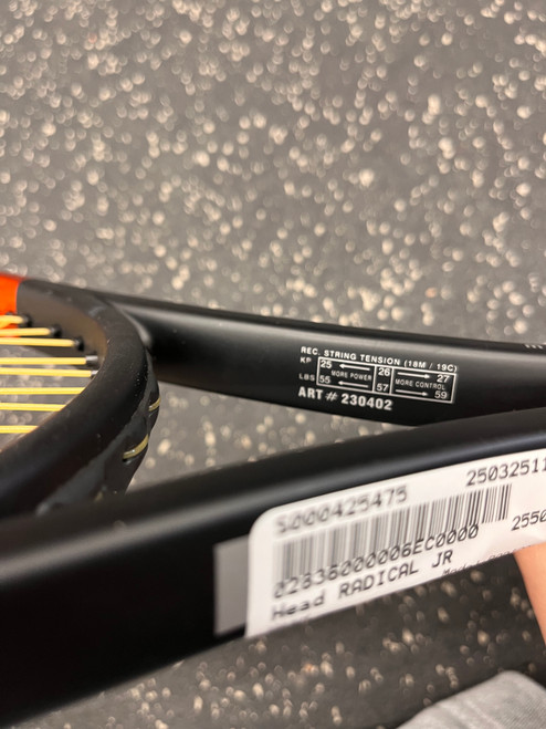 Vist Large View of Product Image Which is Used Head RADICAL JR Junior Tennis Racquet Orange 25"