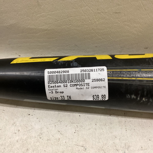Vist Large View of Product Image Which is Used Easton S2 COMPOSITE BB/SB High School -3 Bat 33"