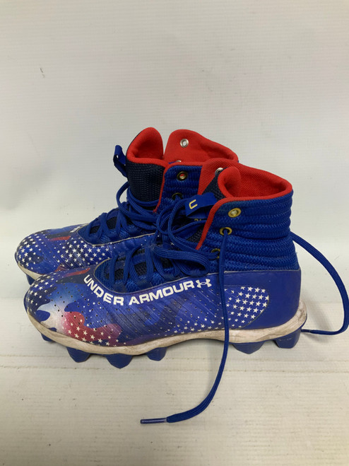 Used Under Armour Adult FB Cleats White/Royal/Red Senior 6 11823-S000030110