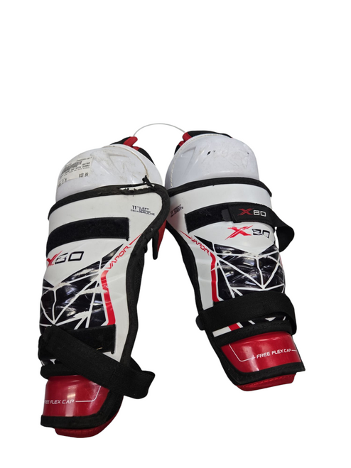 Vist Large View of Product Image Which is Used Bauer VAPOR X80 SHIN GUARDS Junior Shin Guards White 11" 11617-S000322153