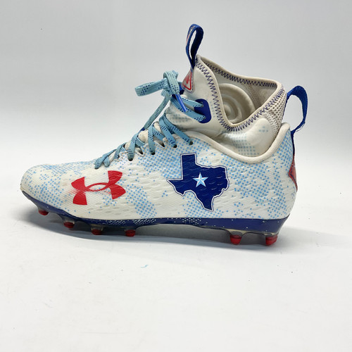 Used Under Armour Adult FB Cleats White/Royal/Red Senior 8.5 11805-S000056925