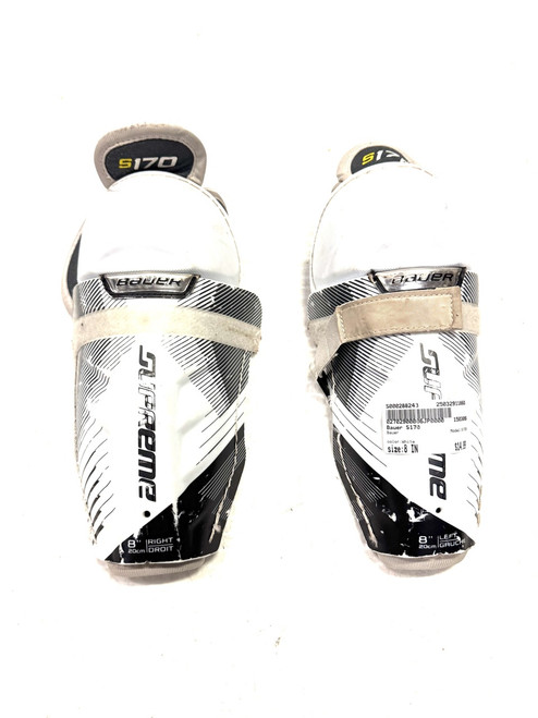 Vist Large View of Product Image Which is Used Bauer S170 Junior Shin Guards White 8" 11860-S000288243