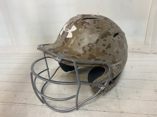 Used Under Armour BB/SB HELMET Batting Helmet w/Mask Brown SM 11523-S000152606