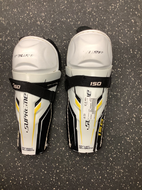 Vist Large View of Product Image Which is Used Bauer SUPREME 150 Junior Shin Guards White 10" 11162-S000425928