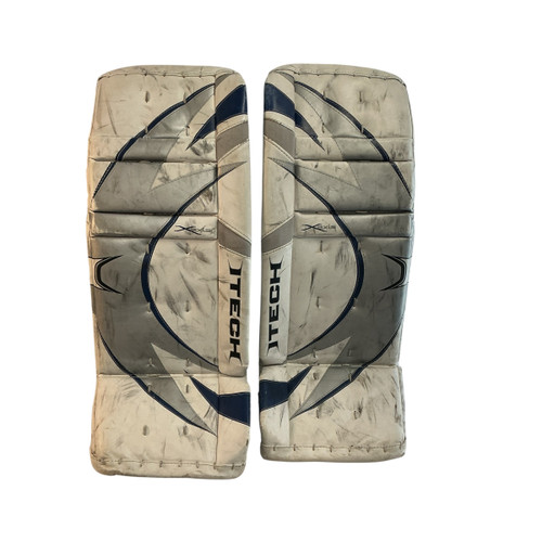 Vist Large View of Product Image Which is Used Itech AXIS Goalie Leg Pads Youth White 28"