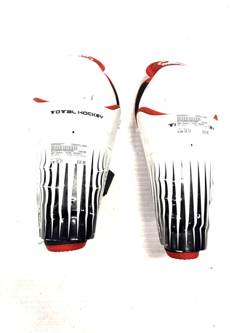 Vist Large View of Product Image Which is Used USA Hockey TOTAL HOCKEY Junior Shin Guards White 10"
