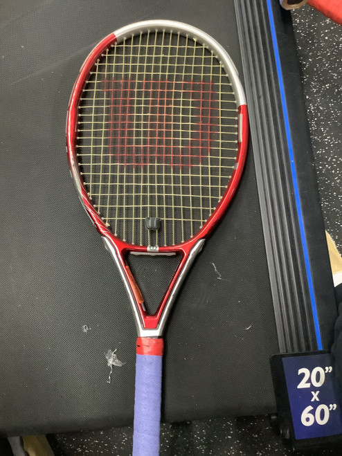 Vist Large View of Product Image Which is Used Wilson TRIAD 5 Adult Tennis Racquet Red 4 3/8"