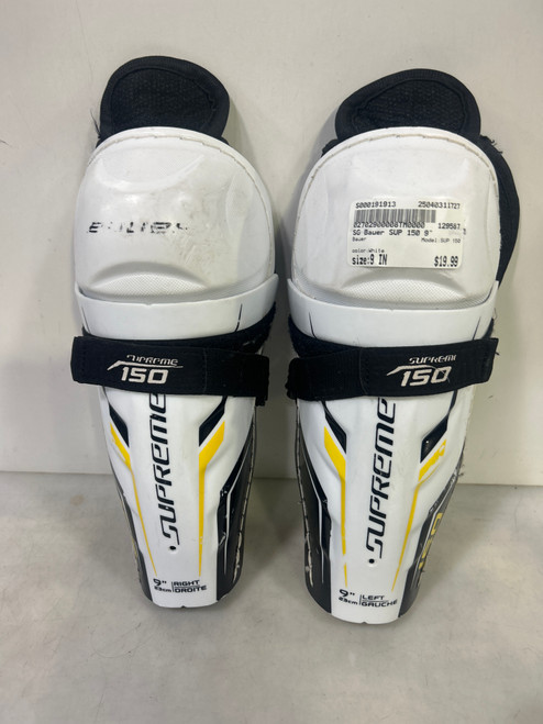 Vist Large View of Product Image Which is Used Bauer SUP 150 Junior Shin Guards White 9" 11727-S000191913