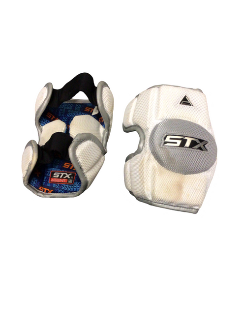 Vist Large View of Product Image Which is Used STX AGENT Lacrosse Arm Pads/Guards White LG 11799-S000188531