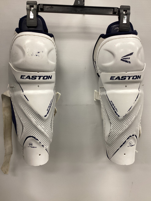 Vist Large View of Product Image Which is Used Easton PURE PRO Junior Shin Guards White 11"