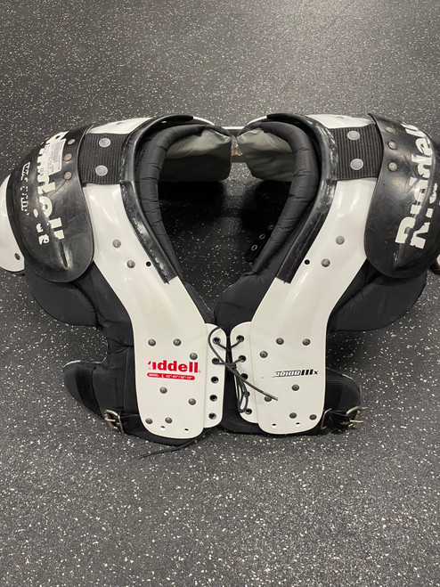 Vist Large View of Product Image Which is Used Riddell WARRIOR IIIX FB Shoulder Pads White LG 11726-S000278992
