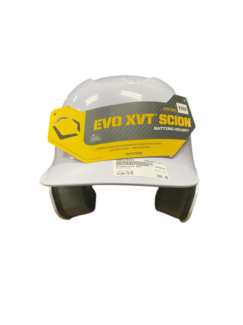 Vist Large View of Product Image Which is Used Evoshield XVT Batting Helmet No Mask White S/M 11477-S000196262