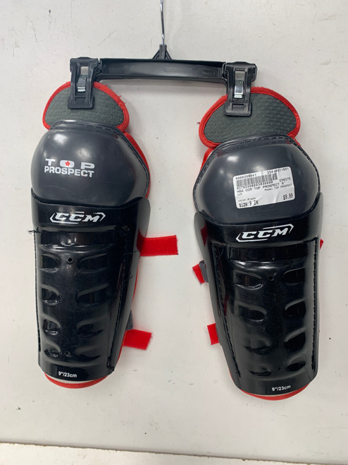 Used CCM TOP PROSPECT Youth Shin Guards Black 9" 11891-S000299841